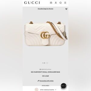 Gucci GG MARMONT SMALL SHOULDER BAG in white leather handbag women’s